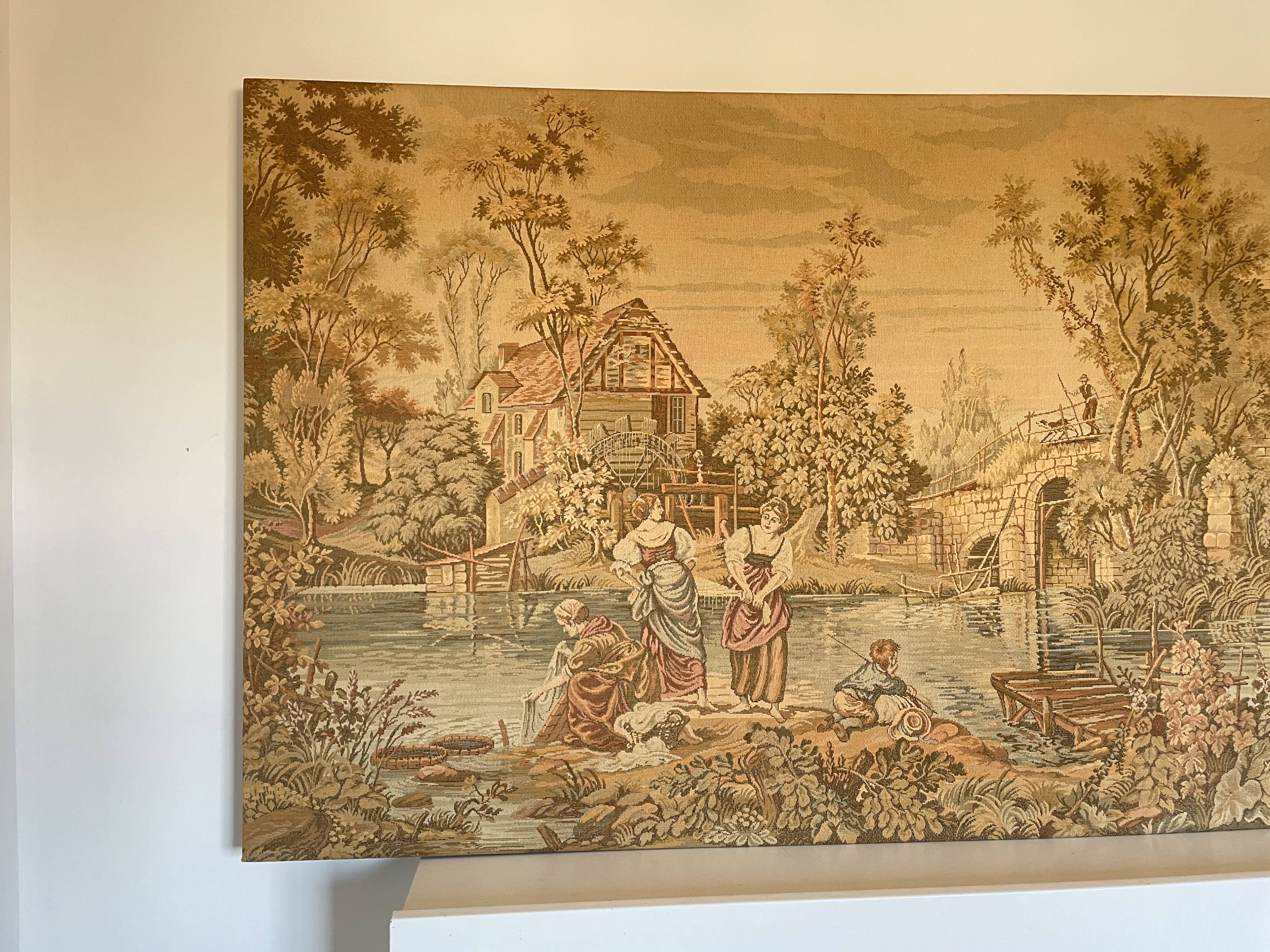 French Tapestry Panoramic Early 20th Century