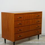 60s teak and brass chest of drawers