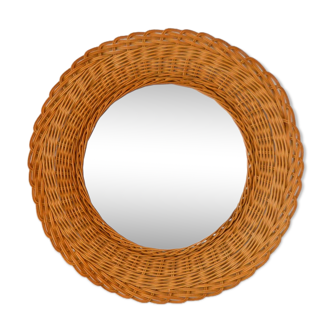 Vintage braided rattan mirror 1960s