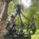 Vestibule lantern, hall, wrought iron entrance & cathedral glass, 80 cm pendant light