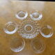 Dish and 6 duralex plates in vintage transparent glass 1970