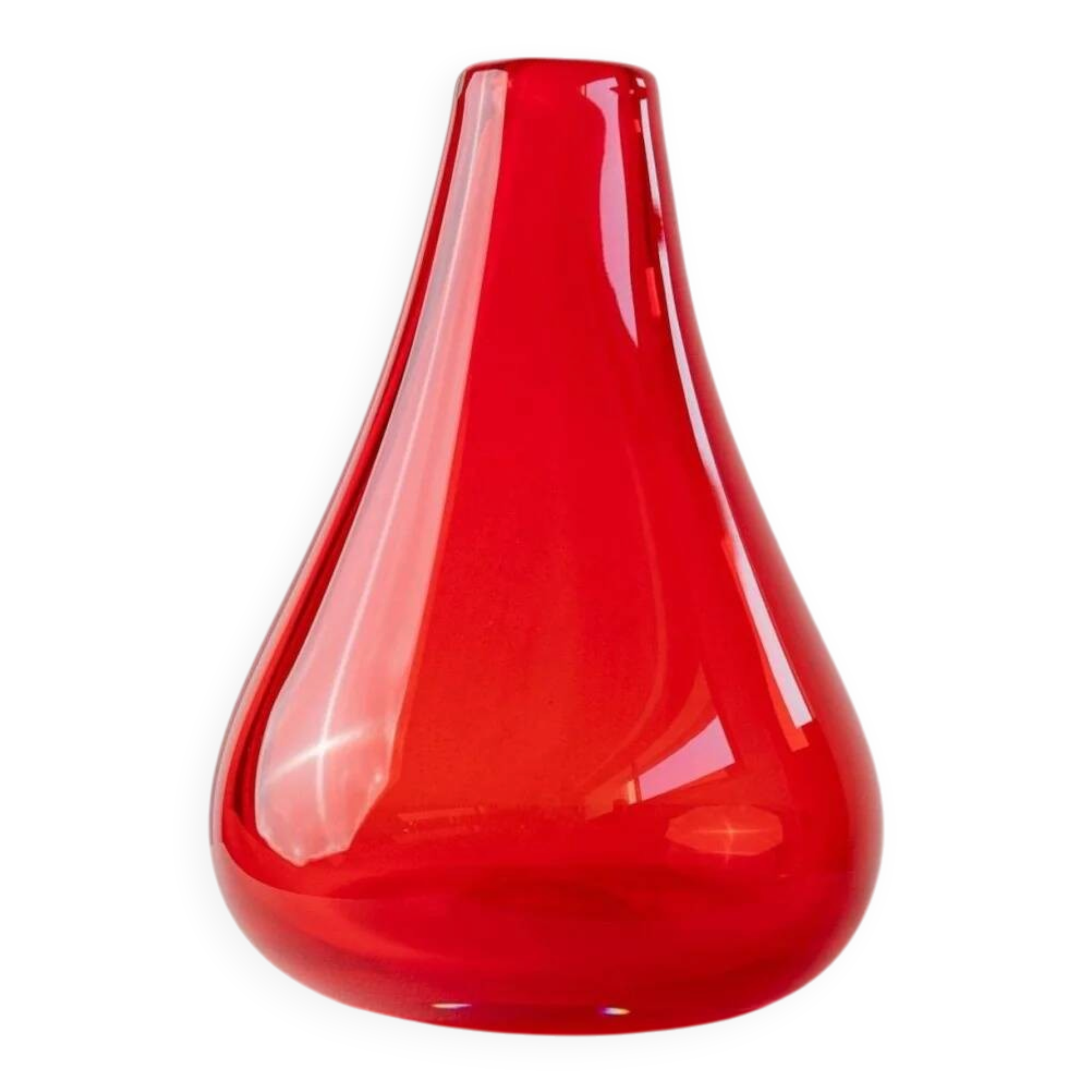 Vintage red Murano glass vase - Italy 1970s