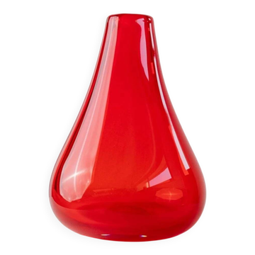 Vintage red Murano glass vase - Italy 1970s