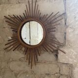 Elegant Sun Rattan Mirror