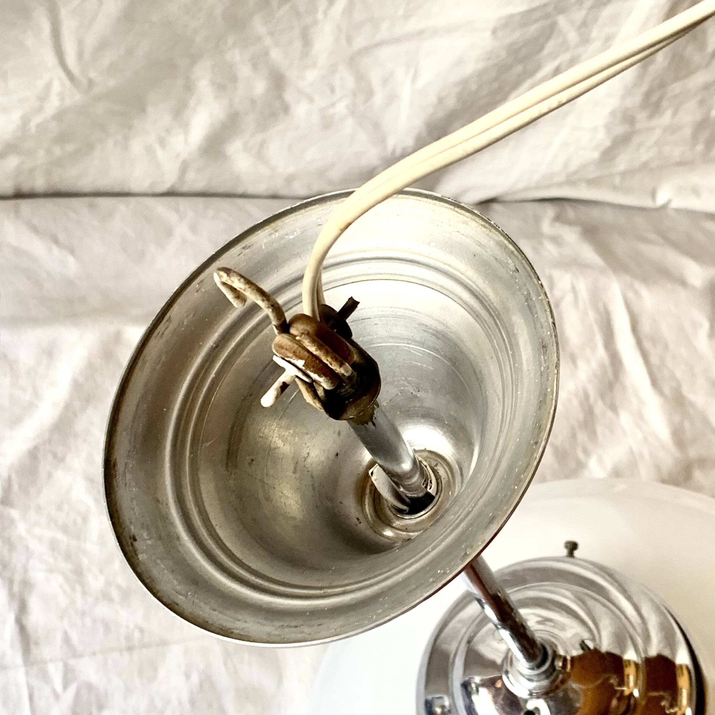 Art Deco pendant light in white opaline