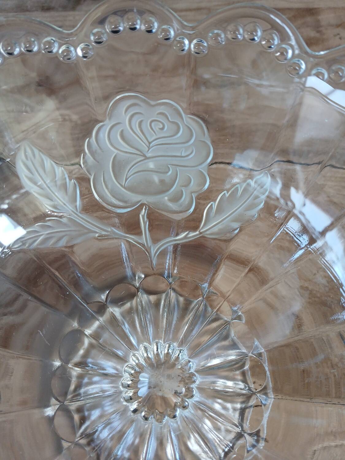 Antique glass fruit bowl