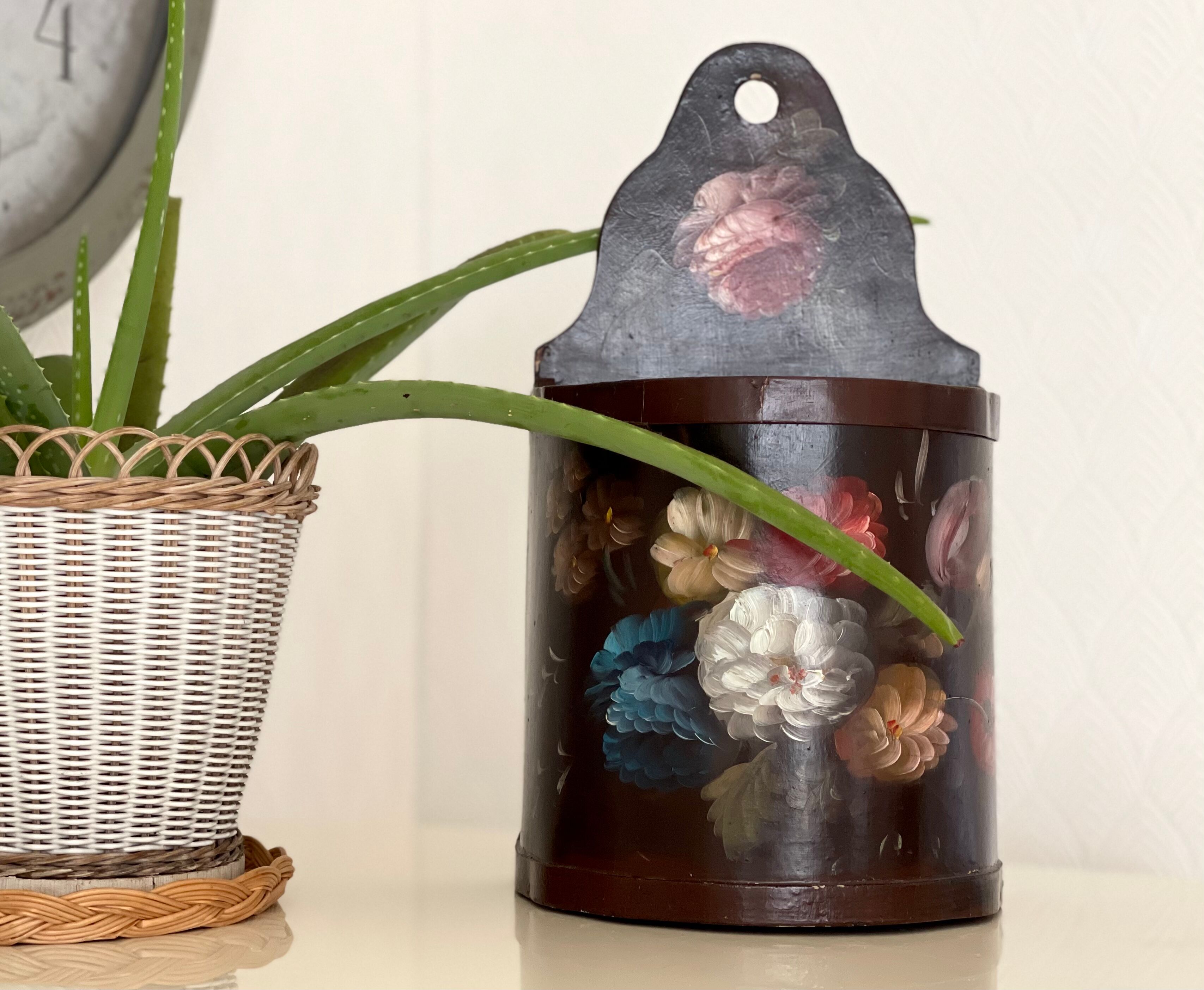 Old painted wooden box