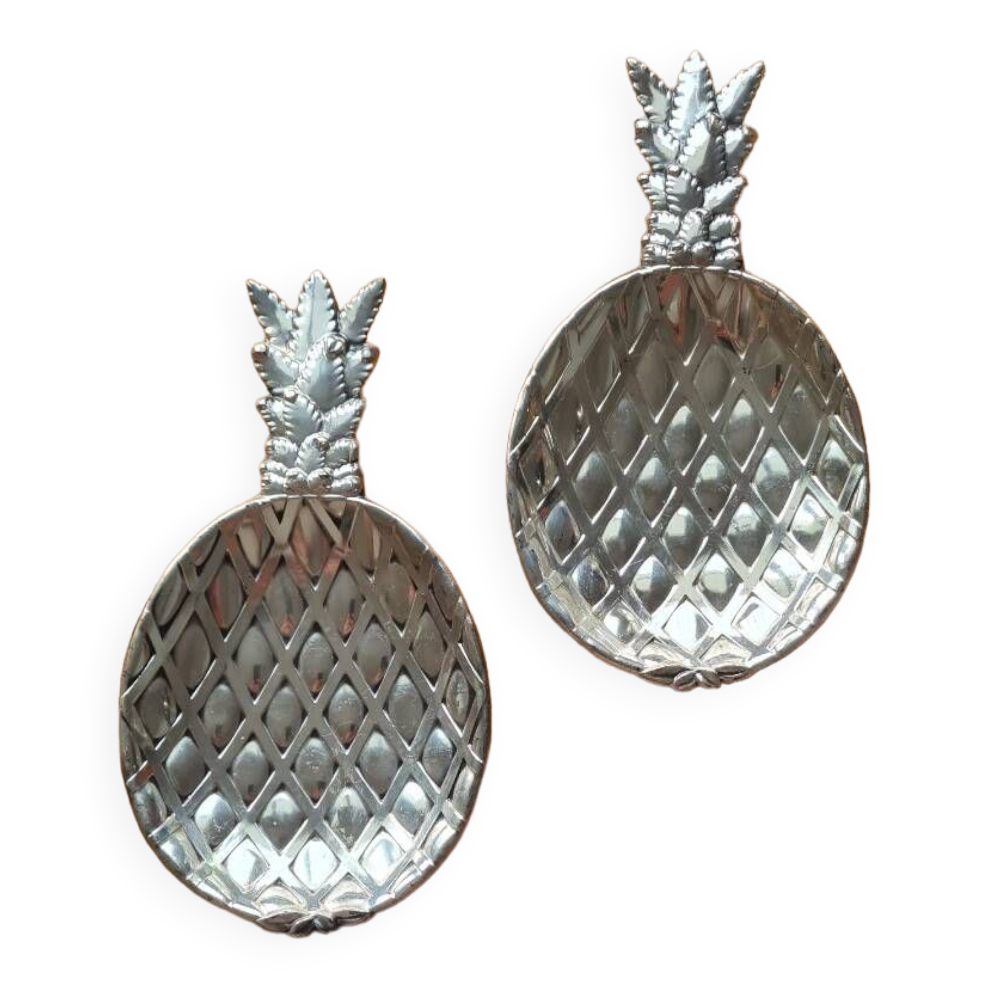 Pair of Silver-Plated Pineapple Trays, France, 1970s