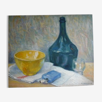 Oil painting on still life panel