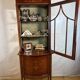 Stunning Antique Edwardian Inlaid Mahogany Bow-Front Silver Display Cabinet
