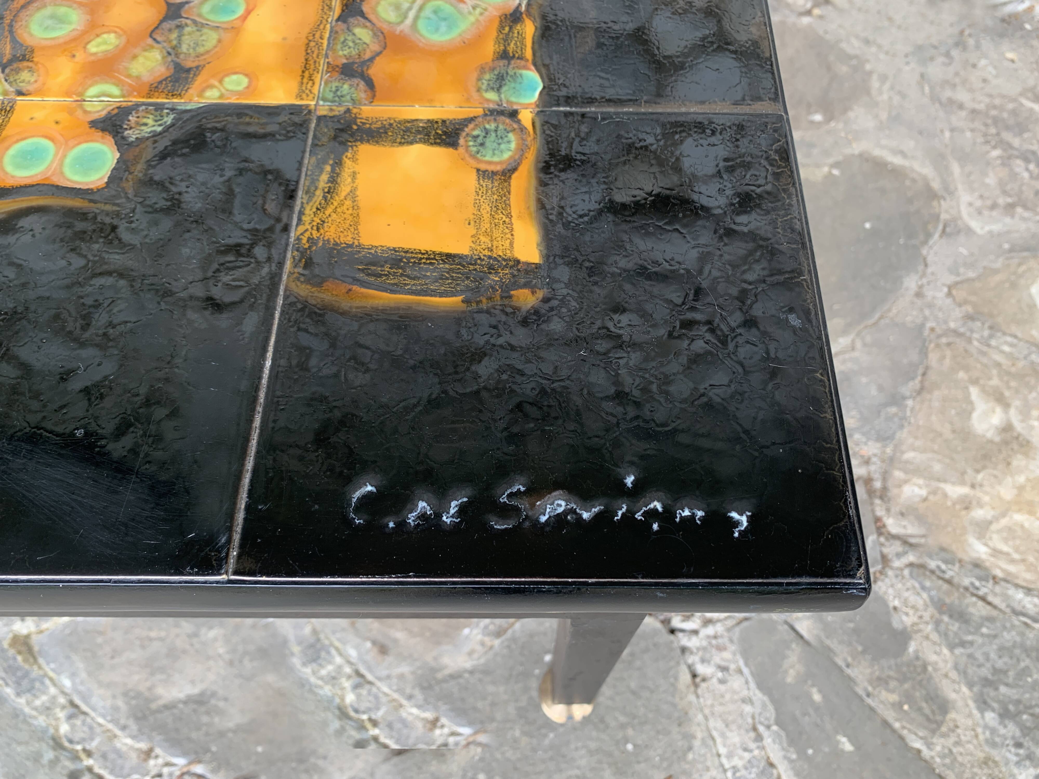 Modernist ceramic coffee table, C. de Savigny, France, 1960s