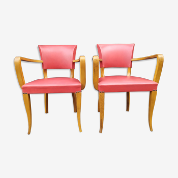 Paire de fauteuils bridge vintage rouge