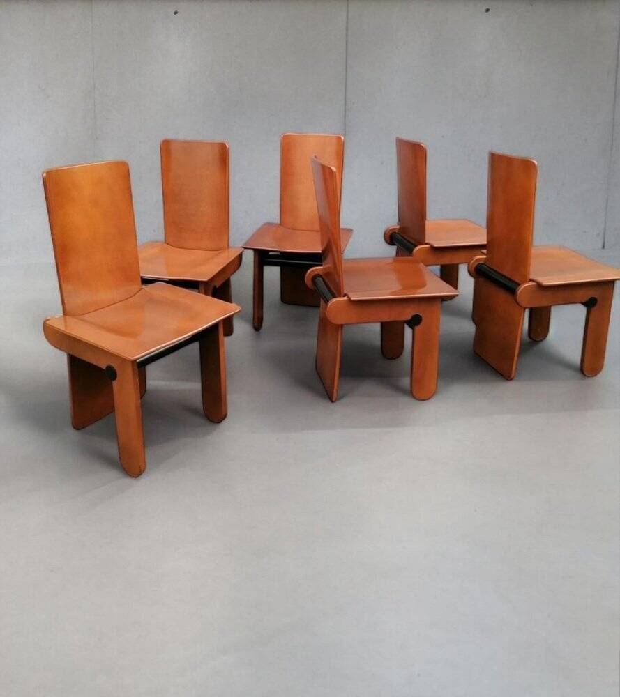 Wooden Chairs attributed to Carlo Scarpa for Gavina, Italy, 1970s, Set of 6
