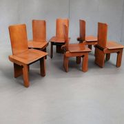 Wooden Chairs attributed to Carlo Scarpa for Gavina, Italy, 1970s, Set of 6