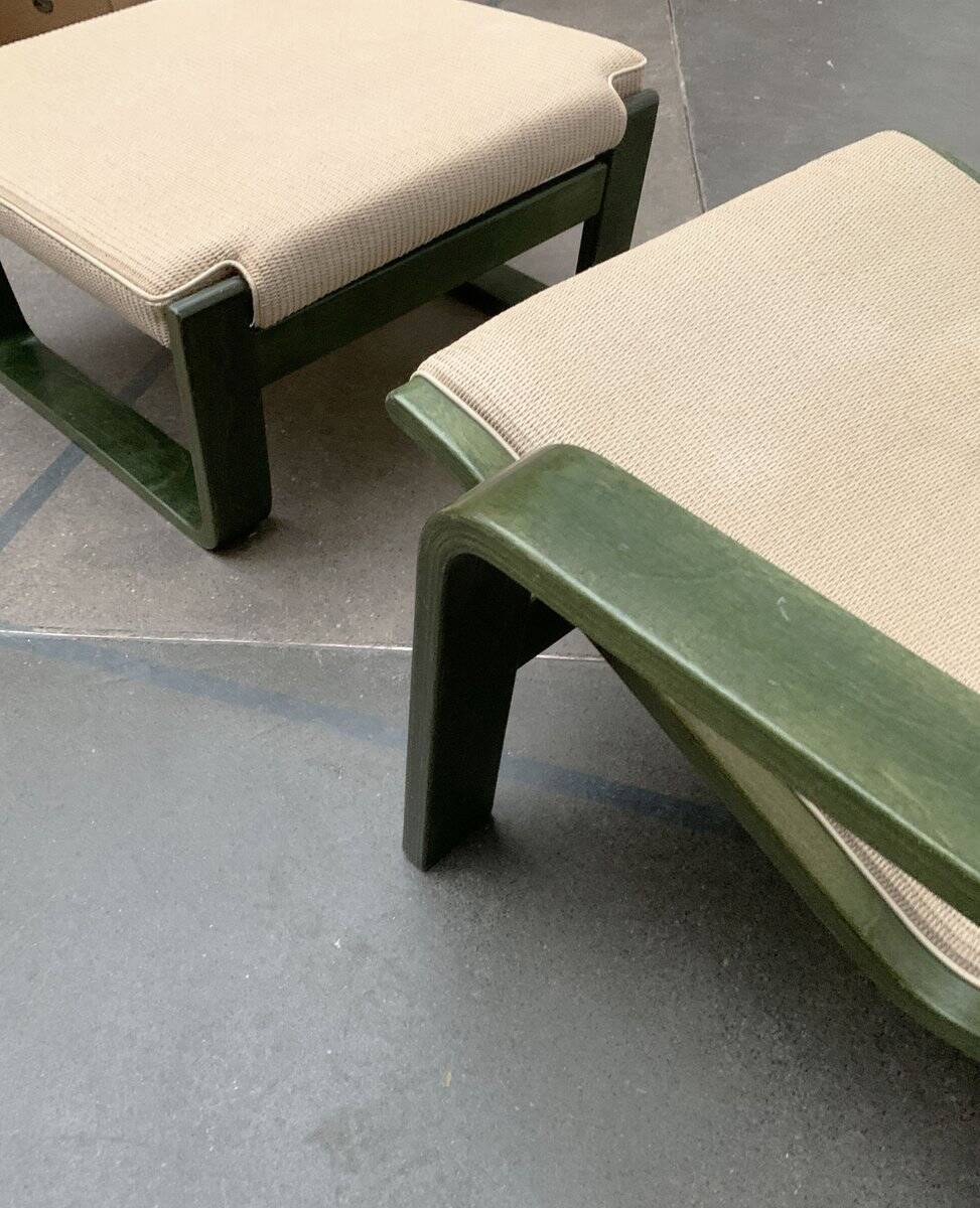 Ensemble de fauteuils lounge Pulkka finlandais du milieu du siècle avec ottomans par Ilmari Lappalainen pour Asko