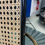 Cannage chain wood black leather black with armrests