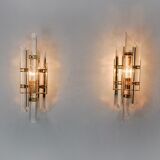 Pair of wall lamps Venini glass from Murano Italy 1970