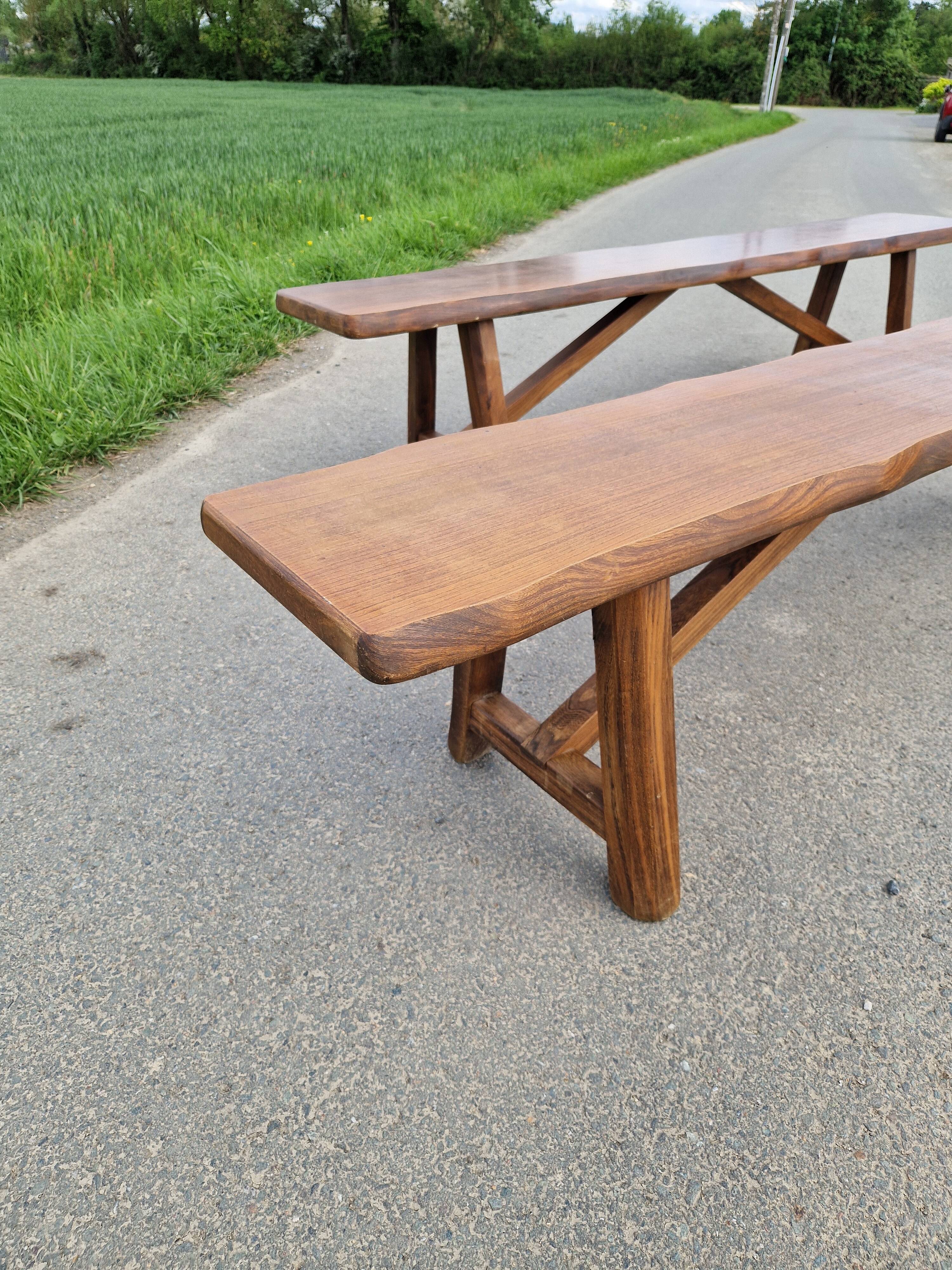 Lot de 2 bancs en orme massif par Aranjou