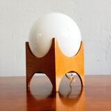 Small glass & wood table lamp, Czechoslovakia, 1960s