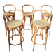 Set di 5 Sgabelli Thonet Style in Legno Curvato e Paglia di Vienna '70