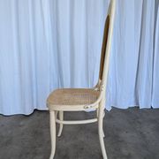 Vintage Thonet Bentwood Dining Chair: Cane Seat, Yellow Fabric Back
