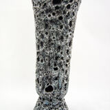 Matte ceramic vase - black and white Fat Lava décor - Annette Roux Vallauris - vintage 60s