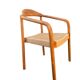 Set of 4 solid wood chairs with cord and armrests.