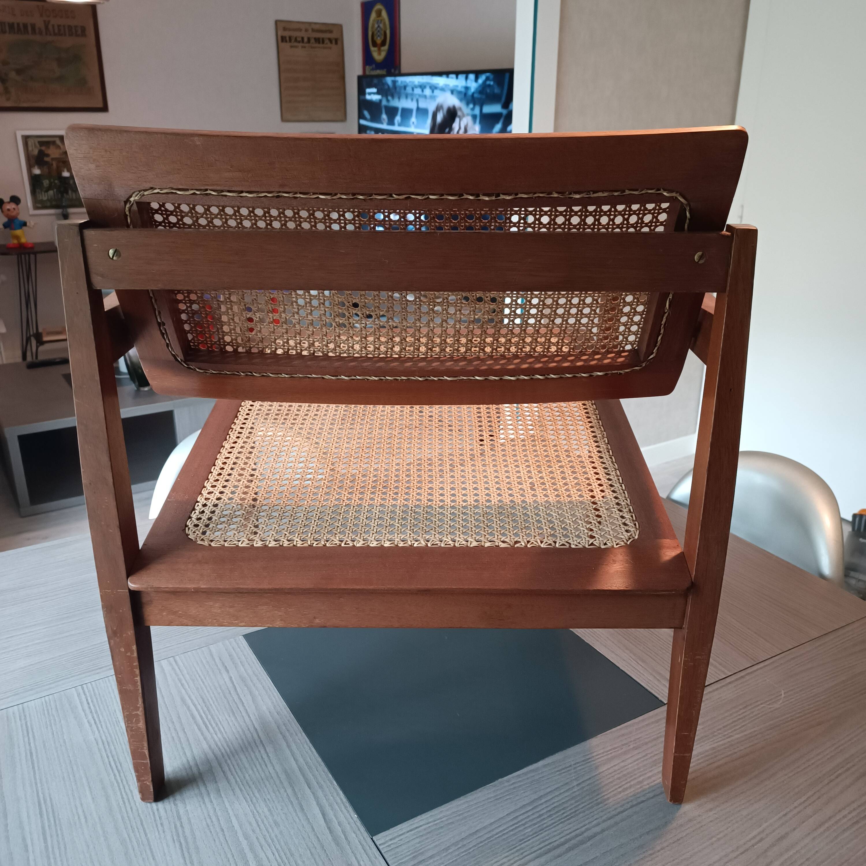 Roger Landault designer wooden cane armchair