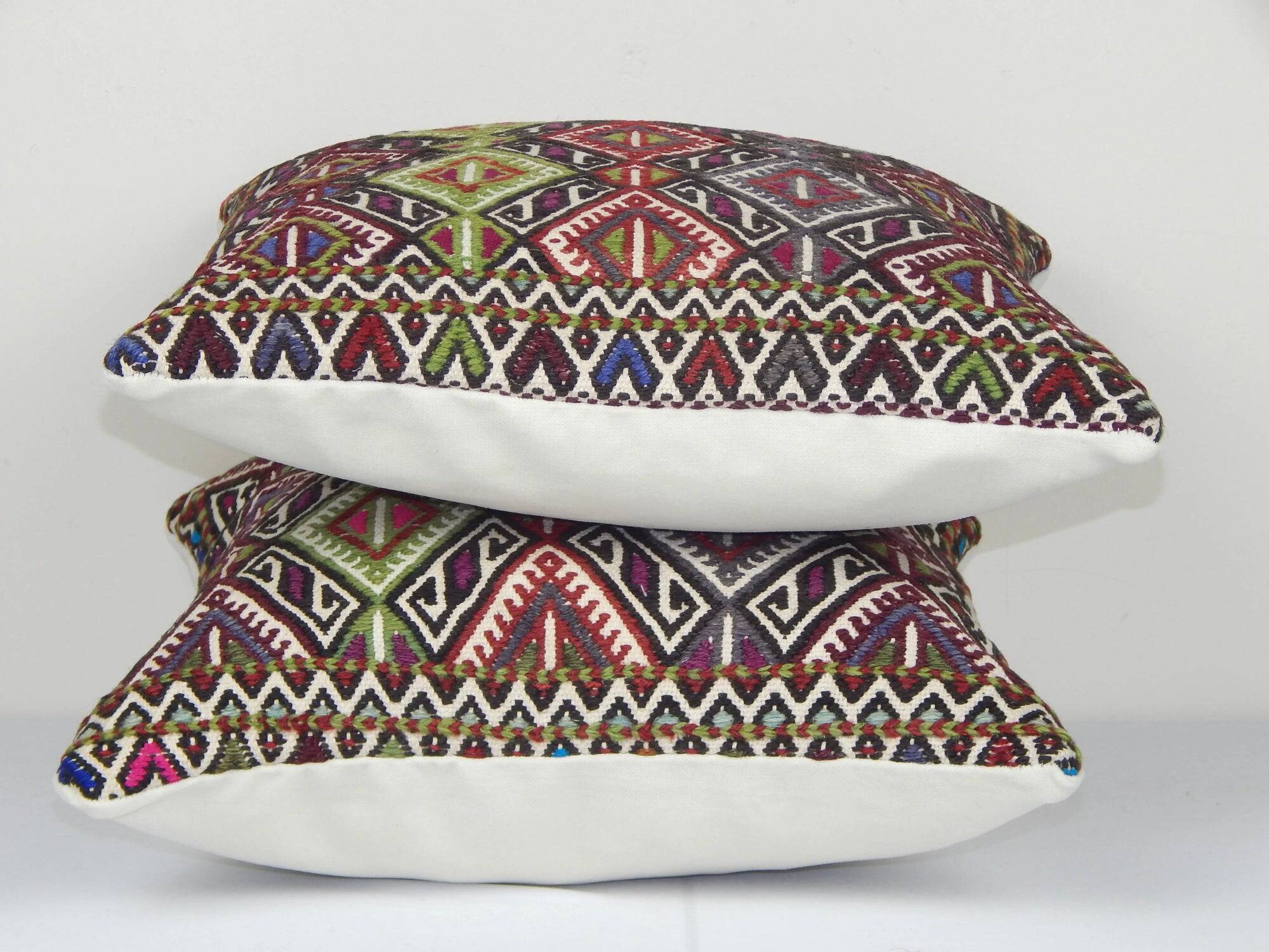 Set of 2 vintage kilim cushion covers 41x41 cm