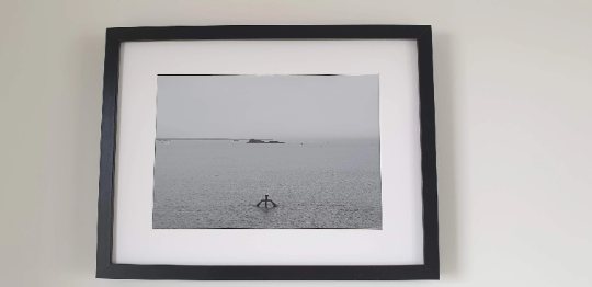 Black and white photograph on aluminium - Saint Malo, Bon Secours swimming pool