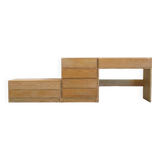 Trois commodes et consoles à tiroirs en frêne naturel huilé