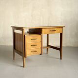Oak and leather desk, France 1955