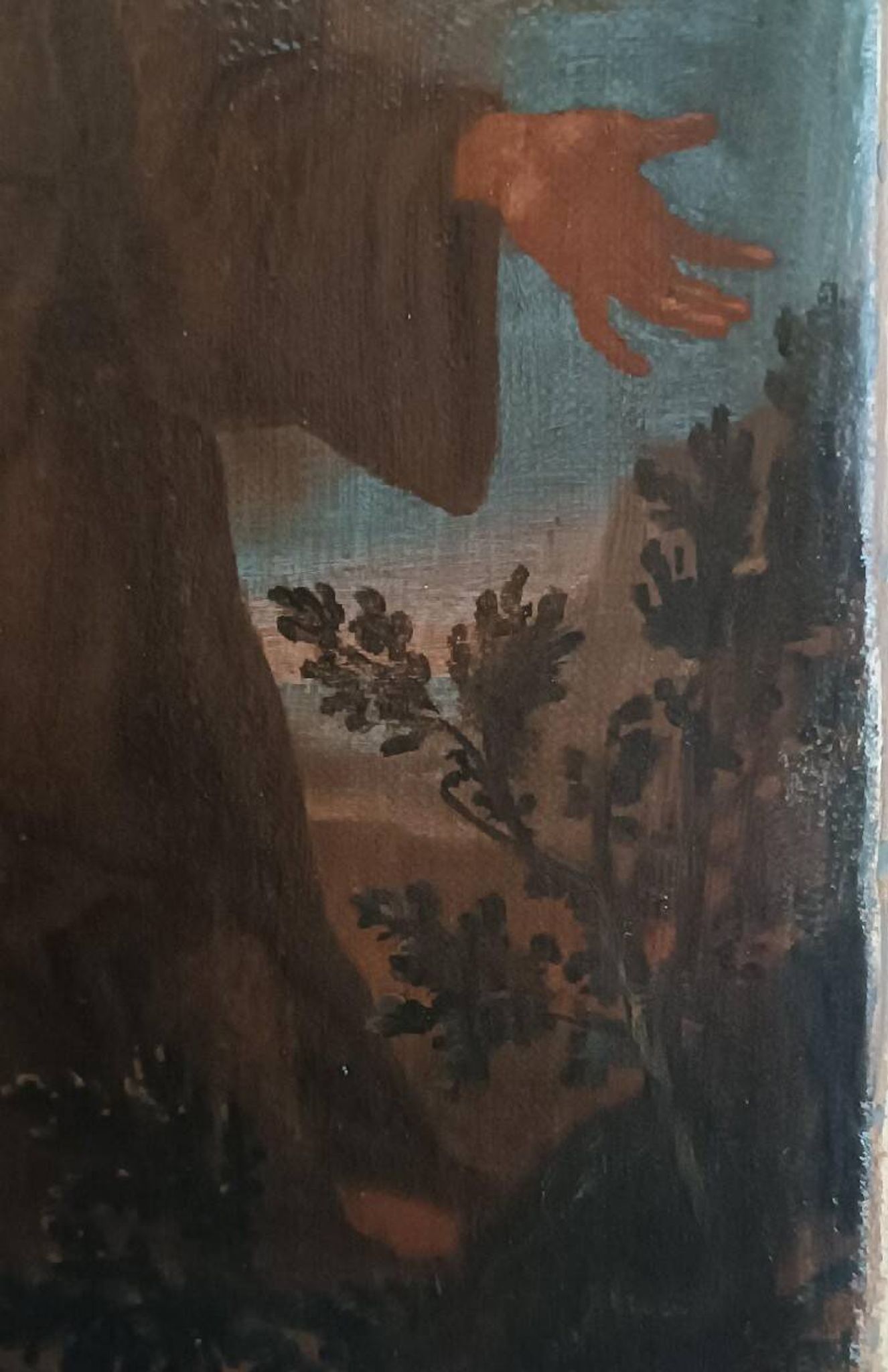 Old Oil Painting on Canvas, Baroque Period, Depicting a Franciscan Saint