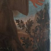 Old Oil Painting on Canvas, Baroque Period, Depicting a Franciscan Saint