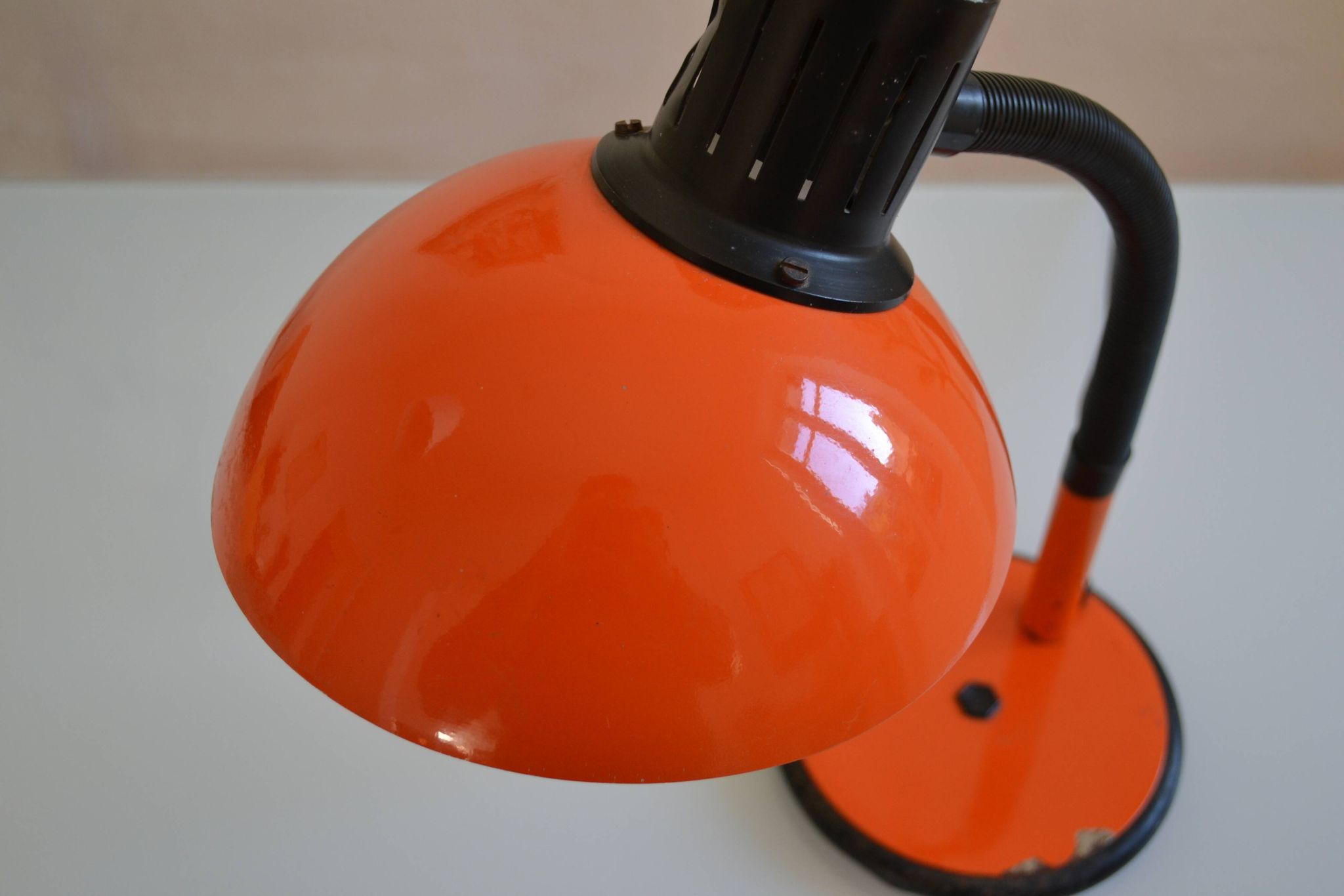 Vintage Aluminor France orange lamp from the 70s 1970