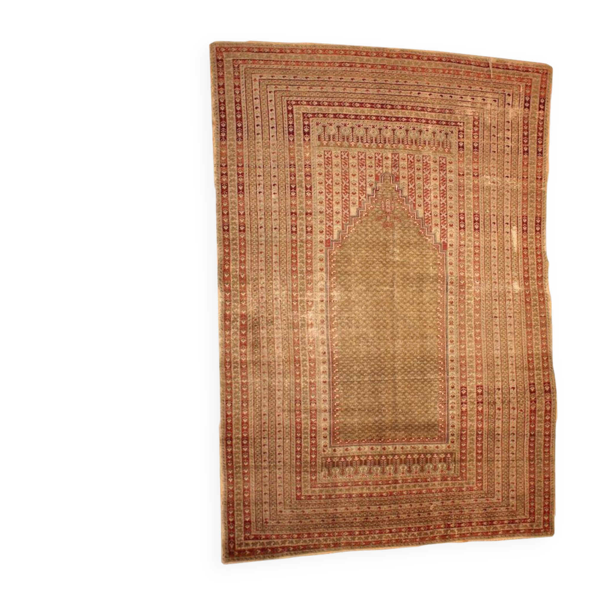 Handmade antique Turkish Ghurdes prayer rug 4.10' x 7.3' (152cm x 222cm) 1870s - 1B427