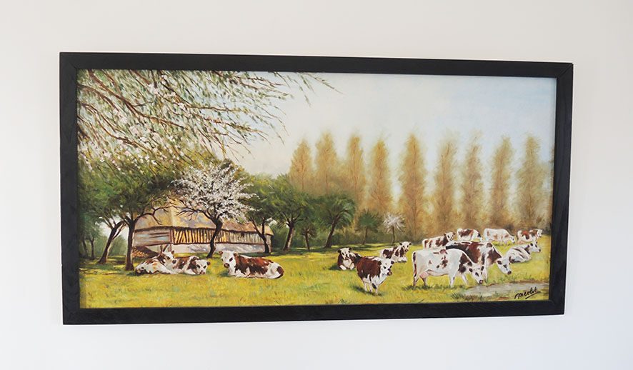 Oil on wood framed and signed Henri Merlet, 124x63 cm