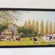 Huile sur bois encadrée et signée Henri Merlet, 124x63 cm