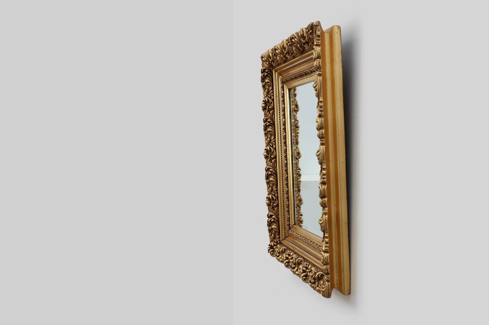 Baroque style giltwood mirror with acanthus carvings, France ca. 1880