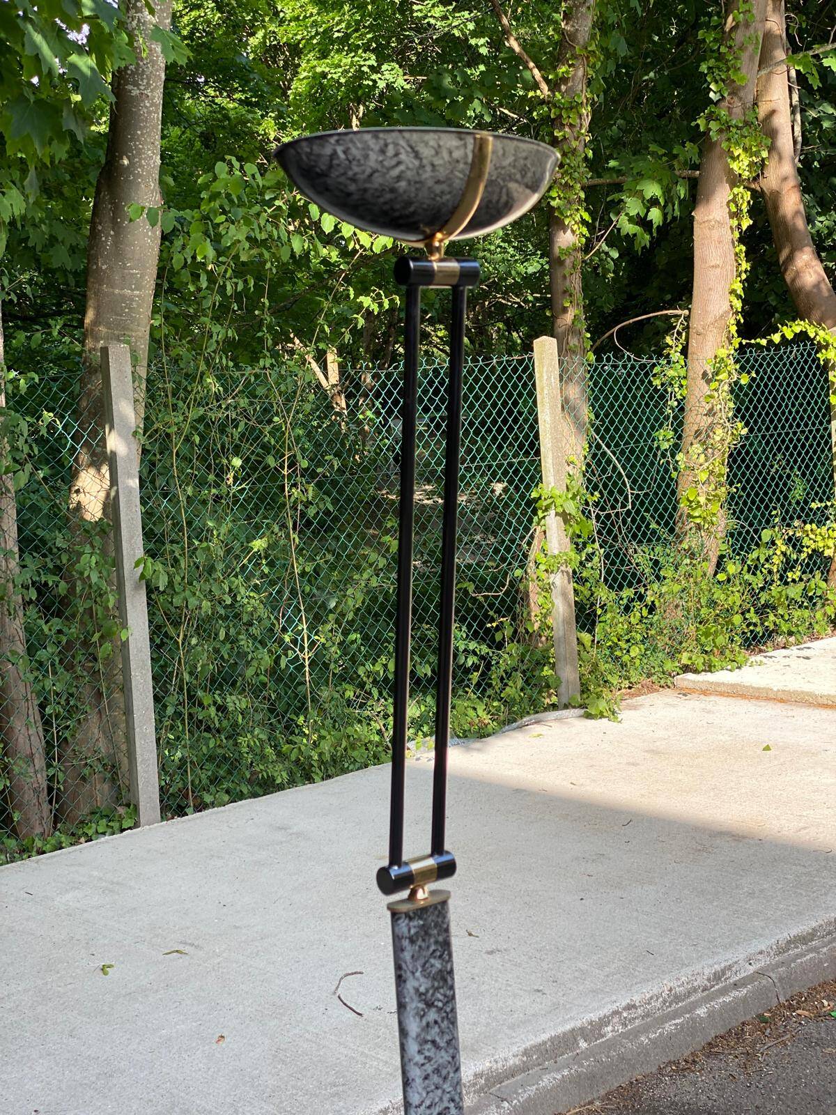 Lampadaire italien vintage effet marbre gris