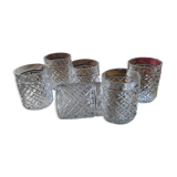 6 verres Nestlé – verre pressé à facettes – années 70.
