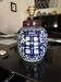 Asian lamp from the early 20th century in blue and white ceramic.