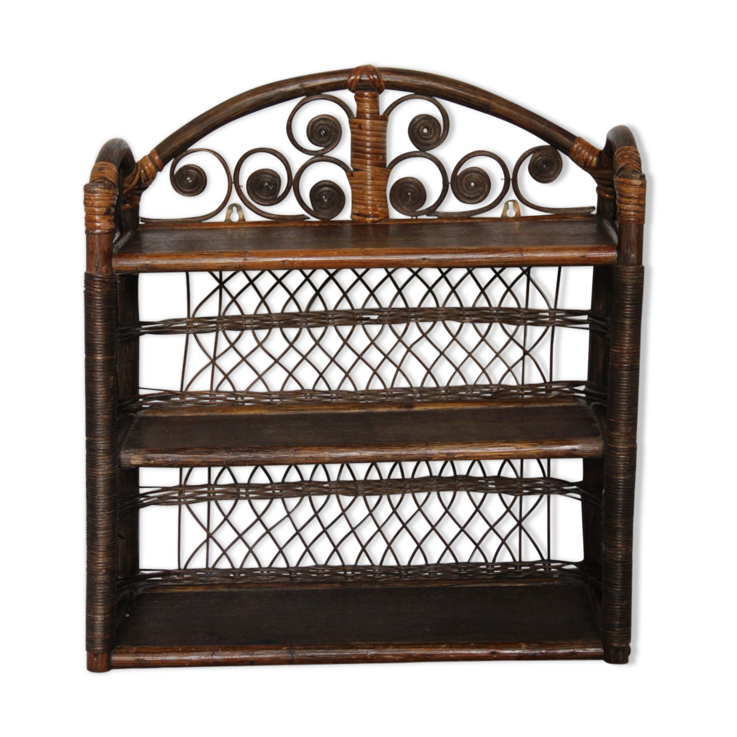 Bamboo and rattan wood shelf