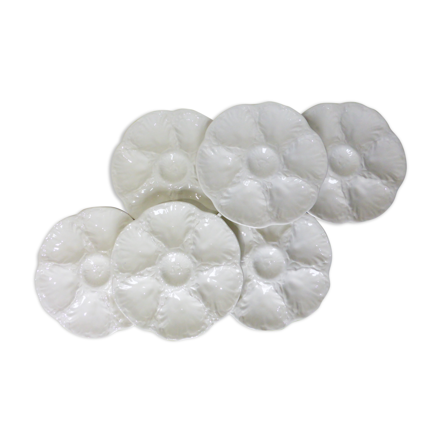6 vintage oyster plates from the Gien factory