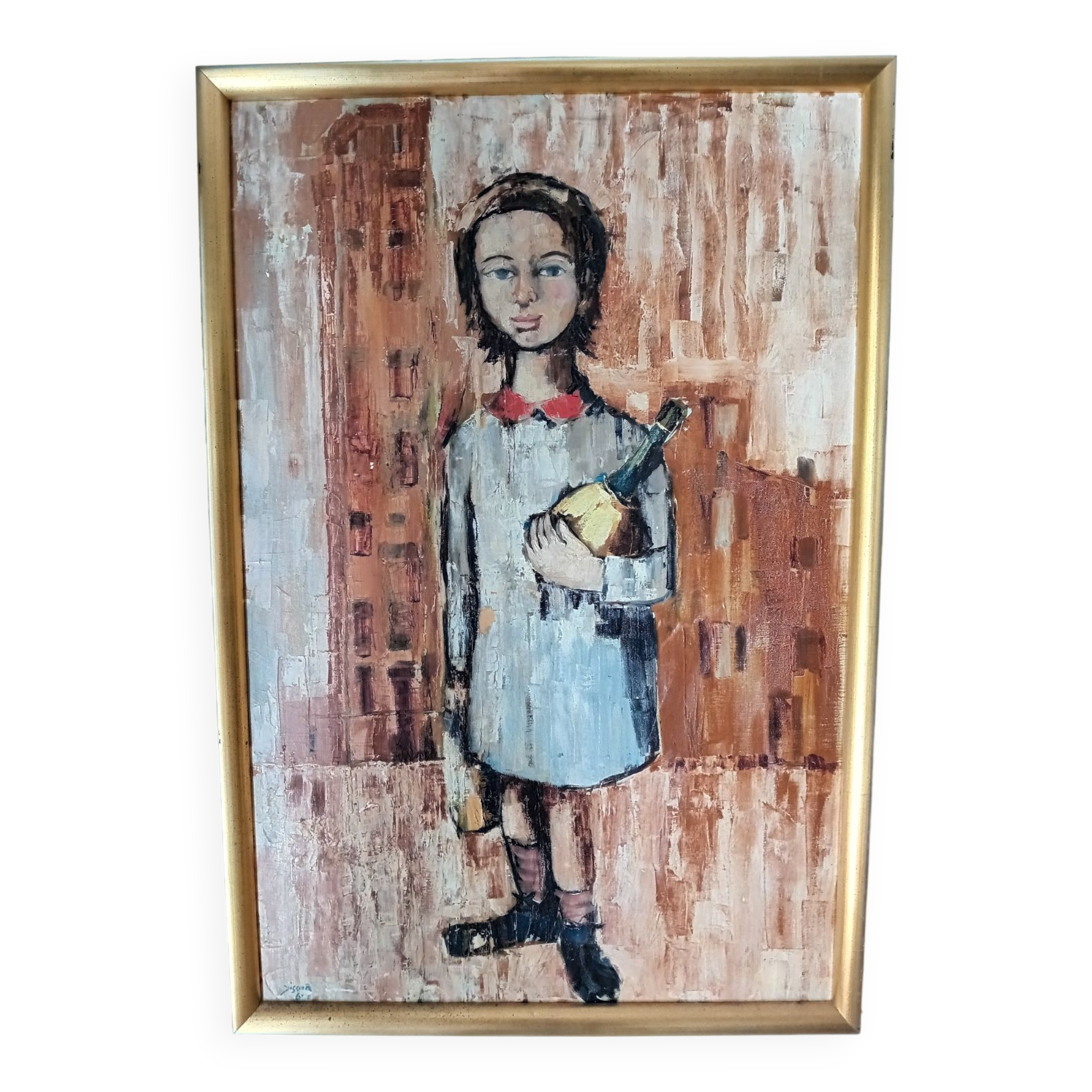Painting young girl with bottle