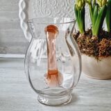 Blown glass pitcher with pink handle