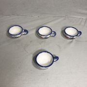Série 4 tasses Quimper HB céramique + dessins peints vintage
