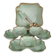 Antique Limoges green & gold porcelain dessert / cream service C593