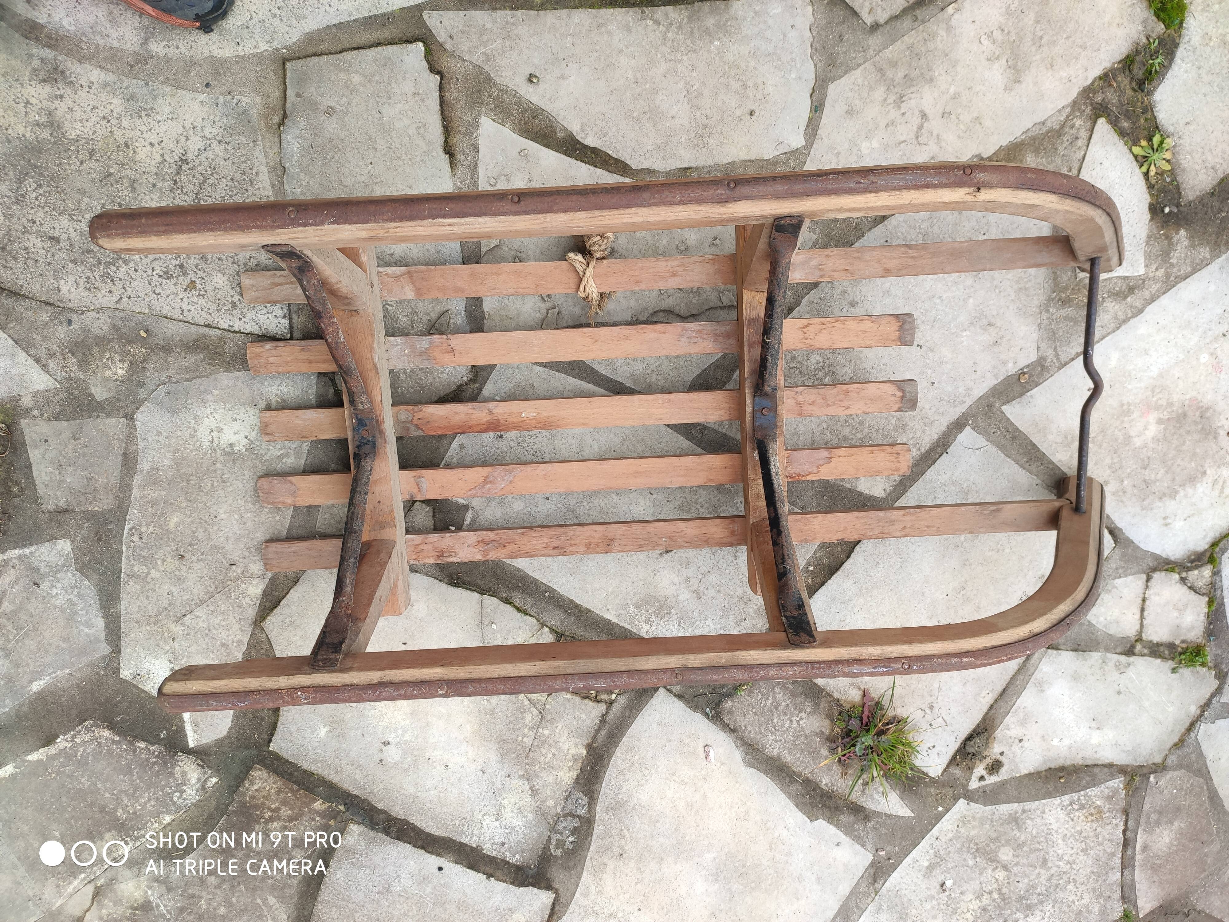 Old vintage wooden sled