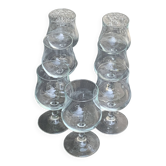 Lot de 7 grands verres a vin Luminarc France en verre transparent sur pied